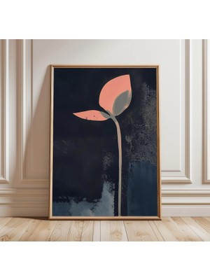 Ninastore Minimalist Bitki Posteri | Soyut Botanik Duvar Sanatı | Modern Organik Form Baskısı | Koyu Nötr