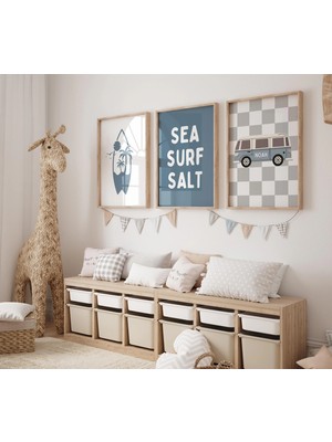 Ninastore Kişiselleştirilmiş Bebek Odası Dekorasyonu - Çocuk Baskıları - Sörf Temalı Bebek Odası - Özel Isim
