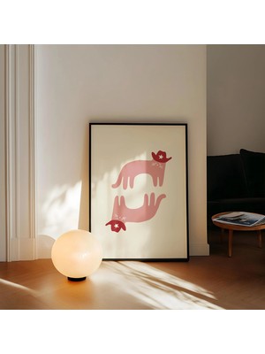 Ninastore Kovboy Kedisi Baskısı: Pembe Kovboy Kız Kedi Sanatı (Baskı)