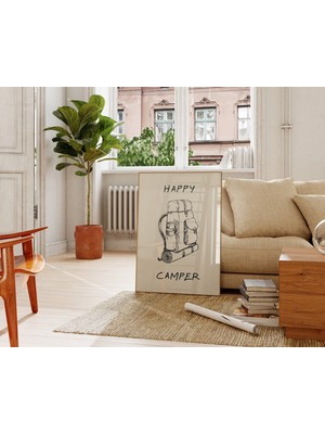 Ninastore Vintage Kamp Sırt Çantası Baskısı - Macera Duvar Sanatı (Baskı)