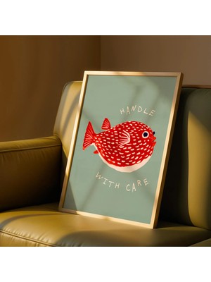 Ninastore Balon Balığı Duvar Sanatı Baskısı - Deniz Temalı Sahil Dekorasyonu - Sevimli Çocuk Odası
