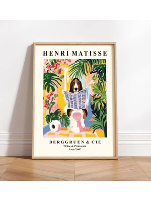 Ninastore Basset Hound Banyo Baskısı: Matisse Tarzı Tuvaletteki Köpek Posteri