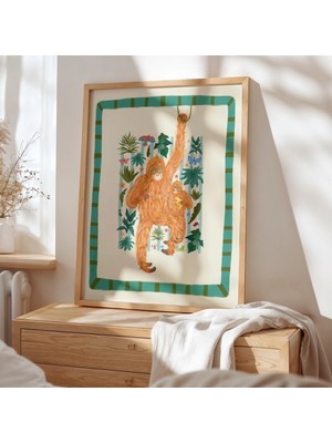 Ninastore Ollie Orangutan Baskısı: Katefoxdesign Çocuk Odası Sanatı - Orman Hayvanı