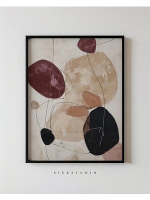 Ninastore Minimalist Organik Soyut Şekiller Duvar Sanatı - Nötr Bej Terracotta - Modern Çağdaş Şekiller
