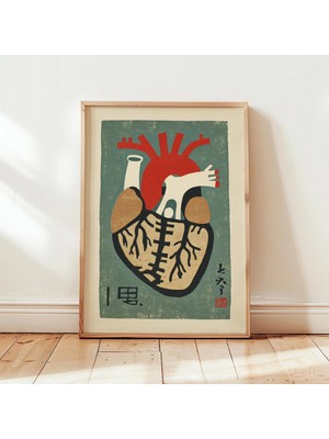 Ninastore Kalp Anatomisi Duvar Sanatı | Tıbbi Poster Baskısı | Soyut Anatomik Illüstrasyon | Vintage Tarzı