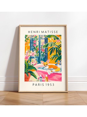 Ninastore Küvet Içinde Çöl Tilkisi Sanat Baskısı: Matisse Tarzı Banyo Dekorasyonu