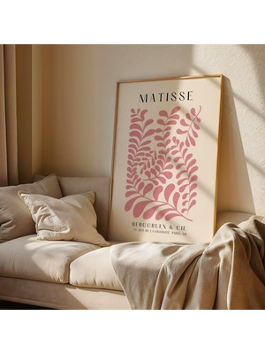 Ninastore Pembe Matisse Duvar Sanatı Baskısı: Botanik Yaprak – Modern Soyut Pembe Poster