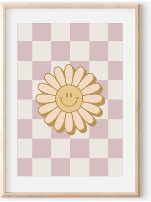Ninastore Kız Gücü - Harika Papatya Baskılı Poster - Pembe Hardal Bebek Odası - Çocuk Odası Posteri - Nötr