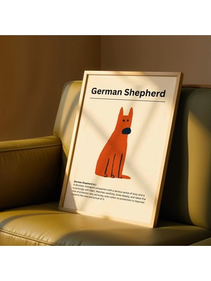 Ninastore Alman Çoban Köpeği Tanımı Baskısı - Alman Çoban Köpeği Duvar Sanatı - Minimalist Köpek Irkı Posteri