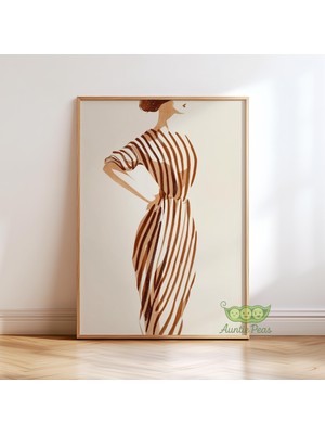 Ninastore Minimalist Moda Çizgisi Duvar Sanatı - Soyut Kadın Yaz Posteri - Nötr Modern Baskı - Zarif Bej
