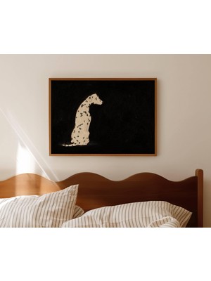 Ninastore Minimalist Dalmaçyalı Köpek Siyah Yağlı Boya Tablo Baskısı - Yatay Çağdaş Duvar Sanatı - Elle