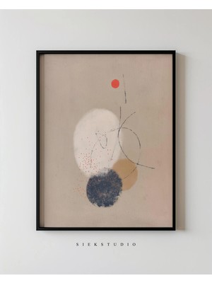 Ninastore Soyut Minimalist Duvar Sanatı Baskısı - Nötr Geometrik Şekiller Modern Sanat Eseri - Çağdaş