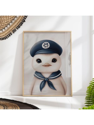 Ninastore Denizci Penguen Çocuk Odası Baskısı: Bebek Hayvan Temalı Çocuk Odası Duvar Sanatı