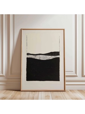 Ninastore Minimalist Soyut Manzara Posteri - Siyah Beyaz Modern Duvar Sanatı - Iskandinav Tasarım Baskısı