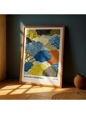 Ninastore Japon Doğa Sanatı Baskısı – Shikoku Yağmuru Vintage Posteri – Japandi Botanik Duvar Dekoru