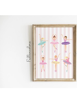 Ninastore Balerin Baskısı - Kız Çocuk Odası Balerin Duvar Sanatı - Kız Bebek Bale Odası - Pembe Bale Odası -