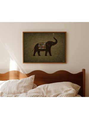 Ninastore Soyut Minimalist Martini Tutan Fil Yağlı Boya Tablo Baskısı - Yatay Çağdaş Duvar Sanatı - Elle
