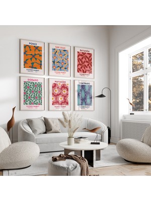 Ninastore Porto Riko Çiçek Pazarı Sanat Baskıları - 6'lı Set (Baskı)
