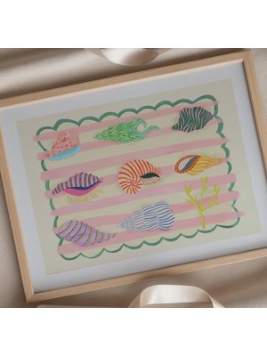 Ninastore Renkli Deniz Kabukları Sanat Baskısı: Katefoxdesign Duvar Dekoru