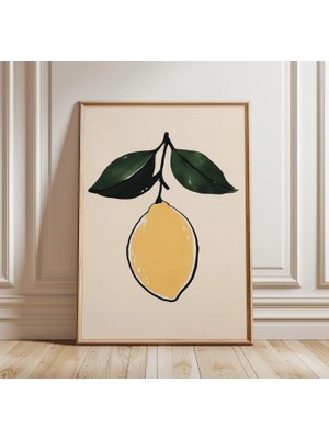 Ninastore Limon Posteri | Turunçgil Duvar Sanatı | Minimalist Mutfak Baskısı | Sarı Meyve Illüstrasyonu |