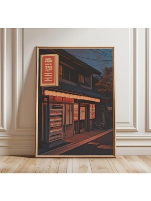 Ninastore Japon Sokak Posteri | Tokyo Gece Dükkanı Duvar Sanatı | Vintage Neon Vitrin Baskısı