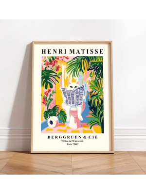 Ninastore Tuvalette Beyaz Kedi Baskısı: Henri Matisse Tarzında Banyo Dekorasyonu