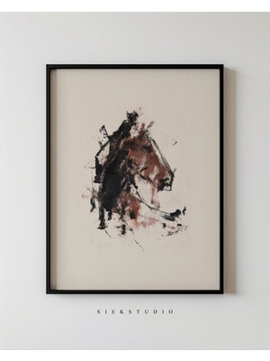 Ninastore Minimalist At Portresi Sanat Baskısı - Modern Soyut At Hayvan Resmi Çağdaş Sanat - Iskandinav