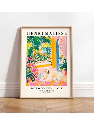 Ninastore Matisse Tarzı Pirene Köpeği Sanat Baskısı - Komik Banyo Dekorasyonu