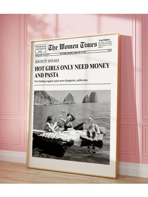 Ninastore Makarna Yiyen Kadınlar - Modaya Uygun Gazete Baskısı - New York Haberleri Baskısı - Retro Dergi