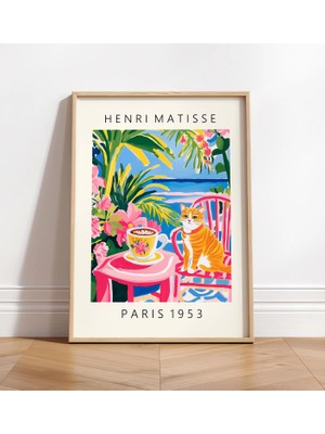 Ninastore Zencefil Rengi Tekir Kedi Sanat Baskısı: Matisse Tarzı Kahve Posteri