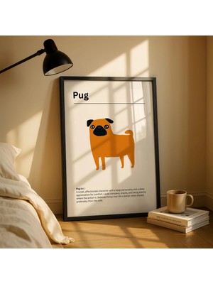 Ninastore Pug Tanımı Baskısı - Pug Duvar Sanatı - Pug Sanat Baskısı - Komik Köpek Tanımı Posteri - Minimalist