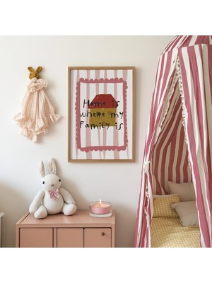 Ninastore Evim Ailemin Olduğu Yerdir - Çocuk Odası Duvar Sanatı - Alıntı Duvar Dekoru - Retro Tipografi Baskı