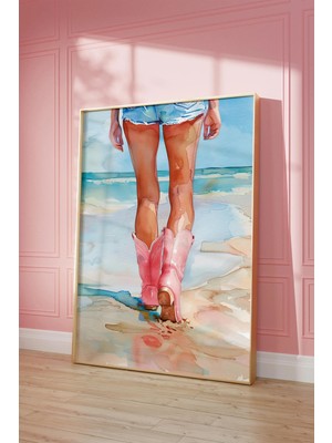 Ninastore Kovboy Çizmeleri Baskısı: Suluboya Batı Tarzı Poster (Baskı)