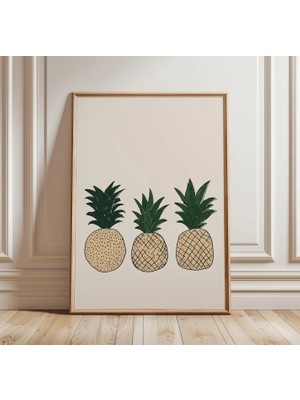 Ninastore Ananas Posteri | Minimalist Meyve Duvar Sanatı | Mutfak Dekor Baskısı | Sade Botanik Illüstrasyon
