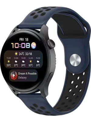 Newface Cosmotex New Watch 20MM Spor Delikli Kordon - Lacivert-Siyah