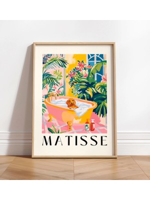Ninastore Küvette Dachshund Sanat Baskısı: Matisse Tarzı Banyo Duvar Sanatı