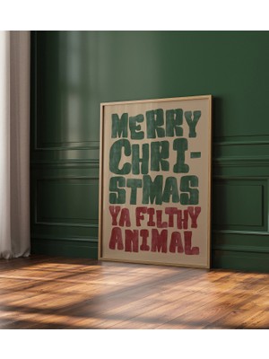 Ninastore Retro Mutlu Noel Baskısı: Eğlenceli Şenlikli Tatil Dekorasyonu (Baskı)