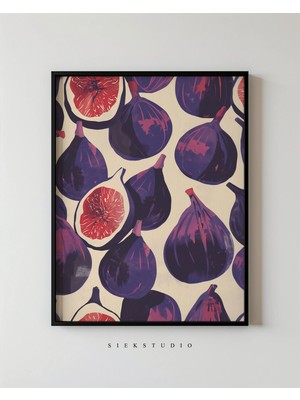 Ninastore Modern Incir Duvar Sanatı - Botanik Meyve Posteri Boho Meyve Mutfak Dekoru Soyut Boho