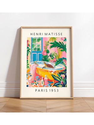 Ninastore Küvet Içinde Kaplumbağa Sanat Baskısı: Matisse Tarzı Banyo Dopamin Dekorasyonu