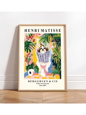 Ninastore Tuvalette Shih Tzu Baskısı - Matisse Tarzında Banyo Duvar Sanatı