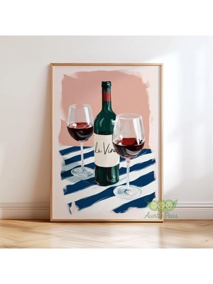 Ninastore Şarap Şişesi Duvar Sanatı - Modern Mutfak Dekorasyonu - Fransız Bistro Baskısı - Minimalist Şarap