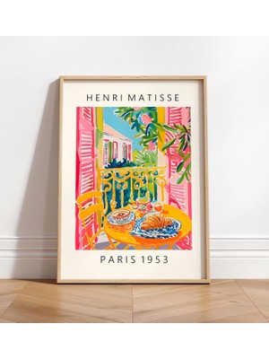 Ninastore Matisse Tarzı Kahve ve Kruvasan Sanat Baskısı: Pembe Orta Çağ Posteri
