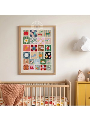 Ninastore Renkli Abc Çocuk Odası Sanat Baskısı - Çocuk Odası Dekorasyonu