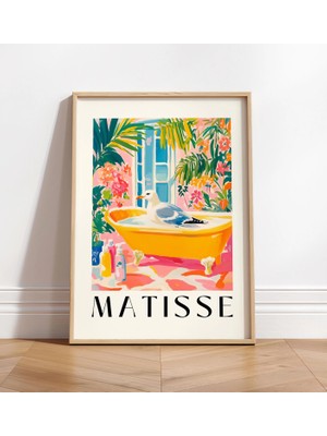 Ninastore Küvet Içinde Martı Sanat Baskısı: Komik Matisse Tarzı Banyo Dekorasyonu