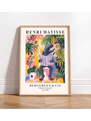 Ninastore Tuvalette Xenomorph: Matisse Banyo Baskısı - Komik Uzaylı Posteri - Pembe Banyo Dekorasyonu