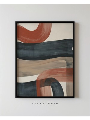 Ninastore Modern Soyut Duvar Sanatı Baskısı - Minimalist Toprak Tonlarında Iskandinav Fırça Darbesi
