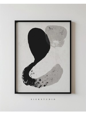 Ninastore Soyut Şekil Form Duvar Sanatı - Siyah Bej Heykel Posteri - Nötr Modern Çağdaş Dekor - Indirilebilir