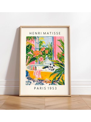 Ninastore Küvet Içinde Panda Sanat Baskısı: Matisse Tarzı Banyo Duvar Sanatı
