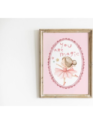 Ninastore Balerin Baskısı - Kız Çocuk Odası Balerin Duvar Sanatı - Kız Bebek Bale Odası - Pembe Bale Odası -
