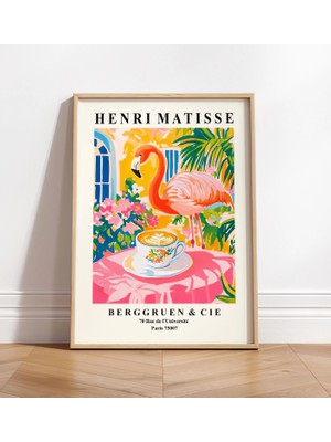 Ninastore Kahve Içen Flamingo Sanat Baskısı: Henri Matisse Tarzı Mutfak Dekorasyonu